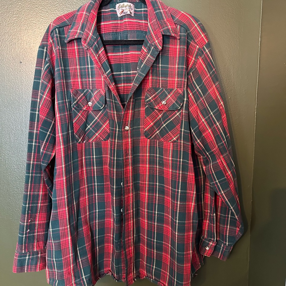 Cabela's Red and Green Plaid Shirt